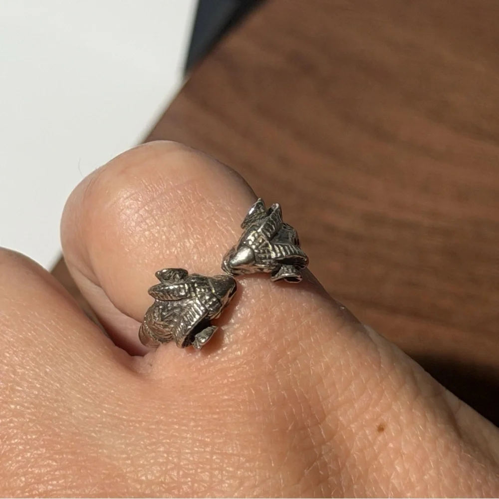 Vintage 925 Sterling Silver Ram Ring Adjustable